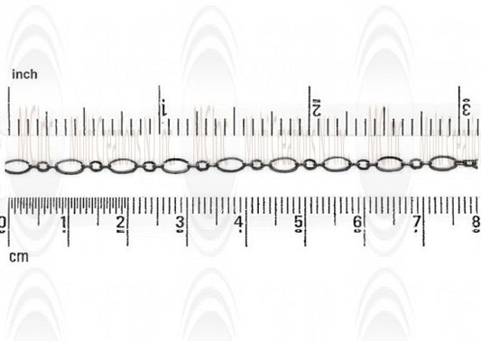 Oxidized Eye Shape Flat Link Chain : 4.6x2.5 mm with 3 links of  2 mm