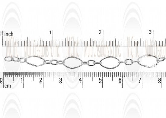 Eye Shape Textured Link Chain : 11.2x7.2 mm  with 3 oval links of  4.7x3.5 mm 
