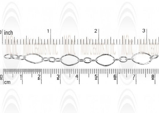 Eye Shape Textured Link Chain : 11.2x7.2 mm  with 3 oval links of  4.7x3.5 mm 