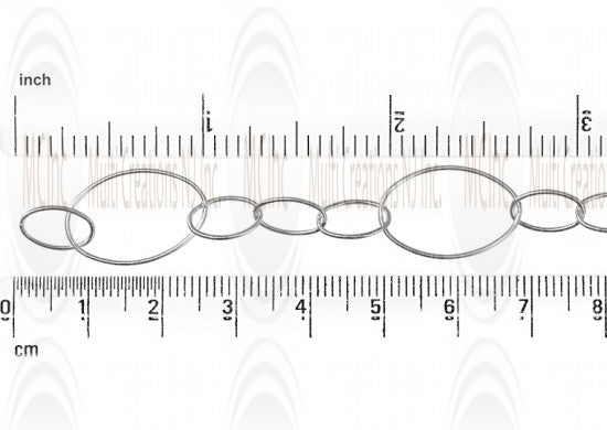 Long & Short Oval Link Chain : 19.5x13 mm with 3 oval links of 10x6 mm