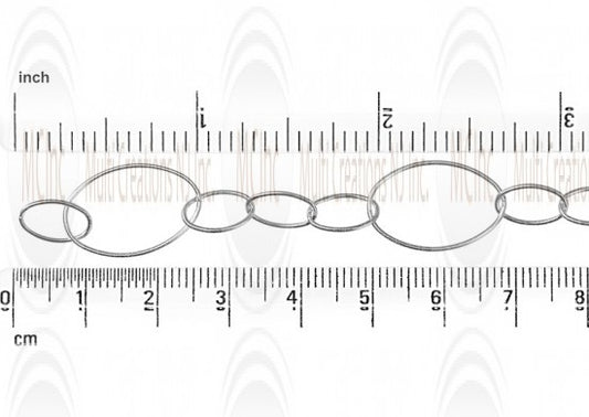 Long & Short Oval Link Chain : 19.5x13 mm with 3 oval links of 10x6 mm