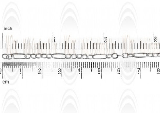 Long & Short Oval Link Chain : 8.2x3.2 mm with 5 oval links of  4x3 mm