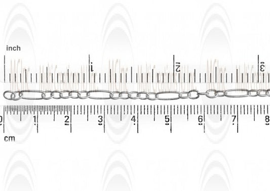 Long & Short Oval Link Chain : 8.2x3.2 mm with 5 oval links of  4x3 mm