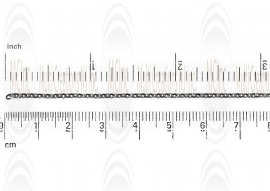 Oxidized Mirror Finished Flat Curved Oval Cable Chain : 2.2x1.8 mm 