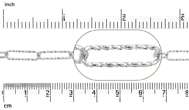 Paper Clip Chain : 15x4 mm (Diamond Cut)