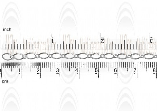 Tapered Oval Rolo Chain : 6x3.8 mm with 1.25 mm link