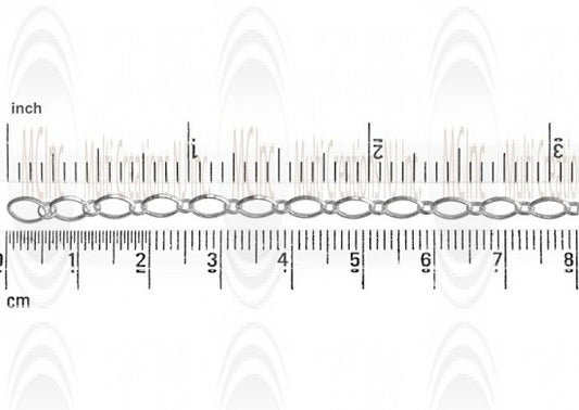 Tapered Oval Rolo Chain : 6x3.8 mm with 1.25 mm link