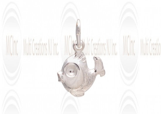 CM114 : Sterling Silver Fish Charm - 14 mm