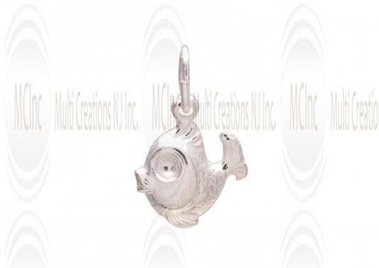CM114 : Sterling Silver Fish Charm - 14 mm