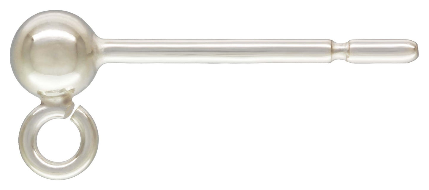 EP : Sterling Silver Ear Post with Open Ring (Also Available in Gold Plated)