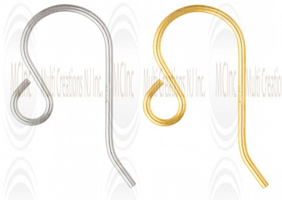 Sterling Silver Plain Ear Wires - 22 mm