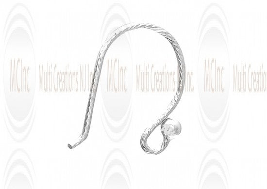 EWDS6 : Sterling Silver Diamond Cut Ball end Ear Wires - 14 mm