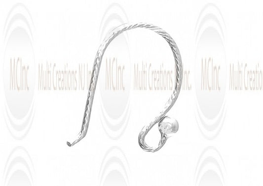 EWDS6 : Sterling Silver Diamond Cut Ball end Ear Wires - 14 mm