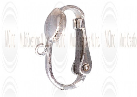 LBC1 : Sterling Silver Clip-on Lever Back with Open  Ring : 16 mm (with self adjusting leaf spring)