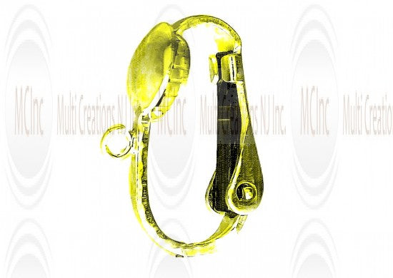 LBC1 : Sterling Silver Clip-on Lever Back with Open  Ring : 16 mm (with self adjusting leaf spring)