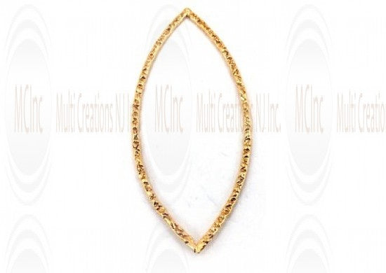 Gold Filled Links : Eye Shape Flat Textured 49x20 mm