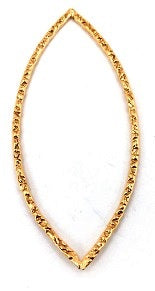 Gold Filled Links : Eye Shape Flat Textured 49x20 mm