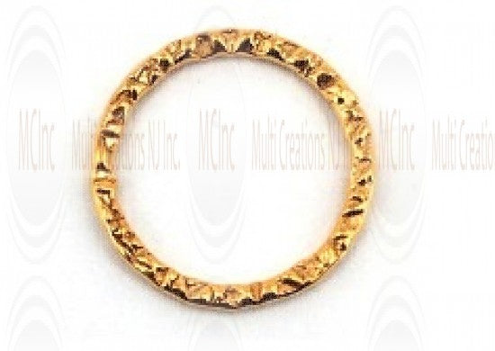 Gold Filled Links : Round Flat Textured 15 mm