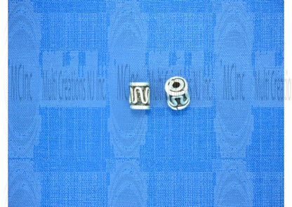 P-176 : Bali Silver Beads : Pipe Shape Beads : 6x4 mm / 8" Strand (Available in 2 Finishes)